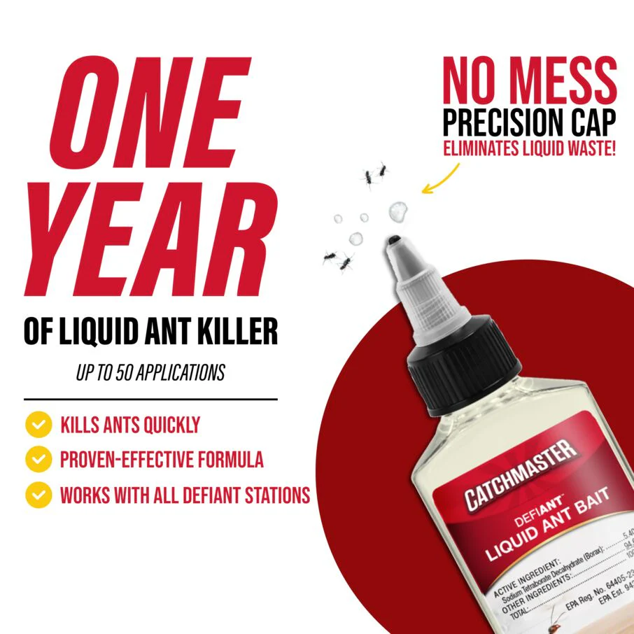 DEFIANT™ Premium Liquid Ant Control, 1-Year Supply + 8 Classic Bait Stations - Image 5